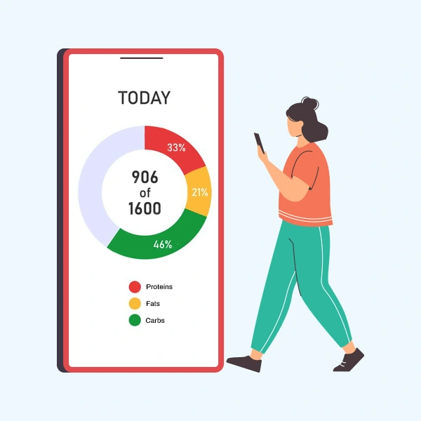 A girl calculating her calorie